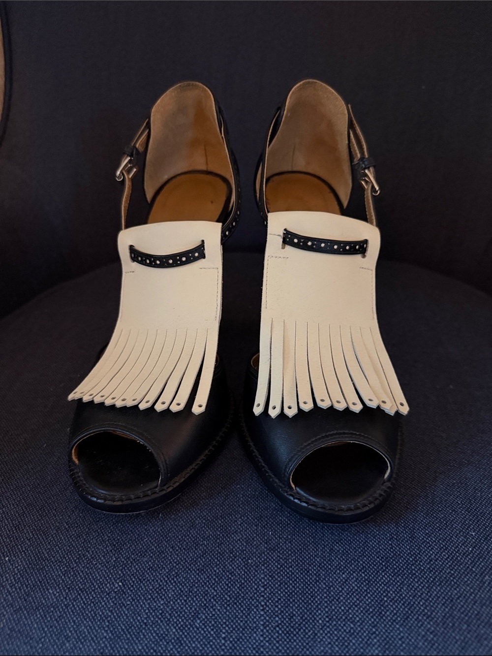 Polo Ralph Lauren "Norah" Tassel Kiltie Sandal Heels Black Sz 38.5 EU/ US 8 - Picture 2 of 7